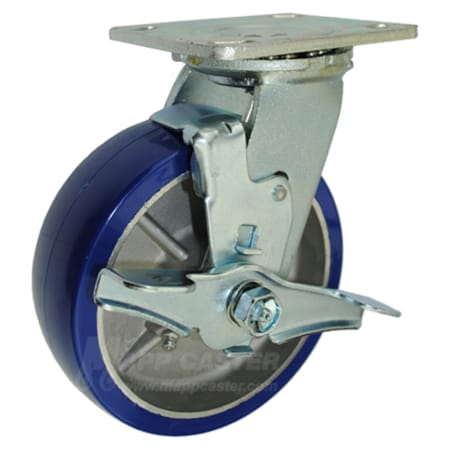 Mapp Caster 6"X2" Poly. on Aluminum Wheel Swivel Caster W/ Brake, 1,200 Lbs Cap 1463P7B620SB